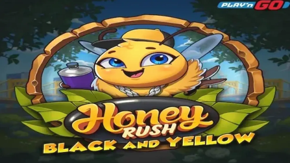 Tampilan grid honeycomb neon pada slot Honey Rush Black and Yellow
